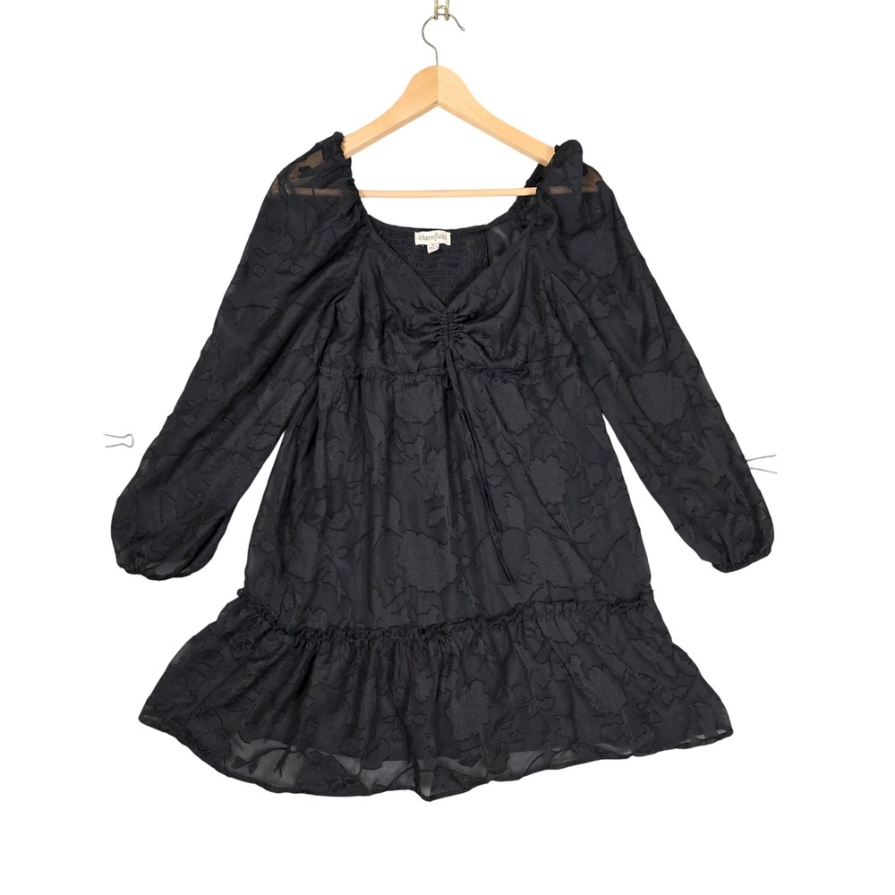 bloomfield Off The Shoulder Baby Doll Mini Dress Women Size M Black GOOD Flowy